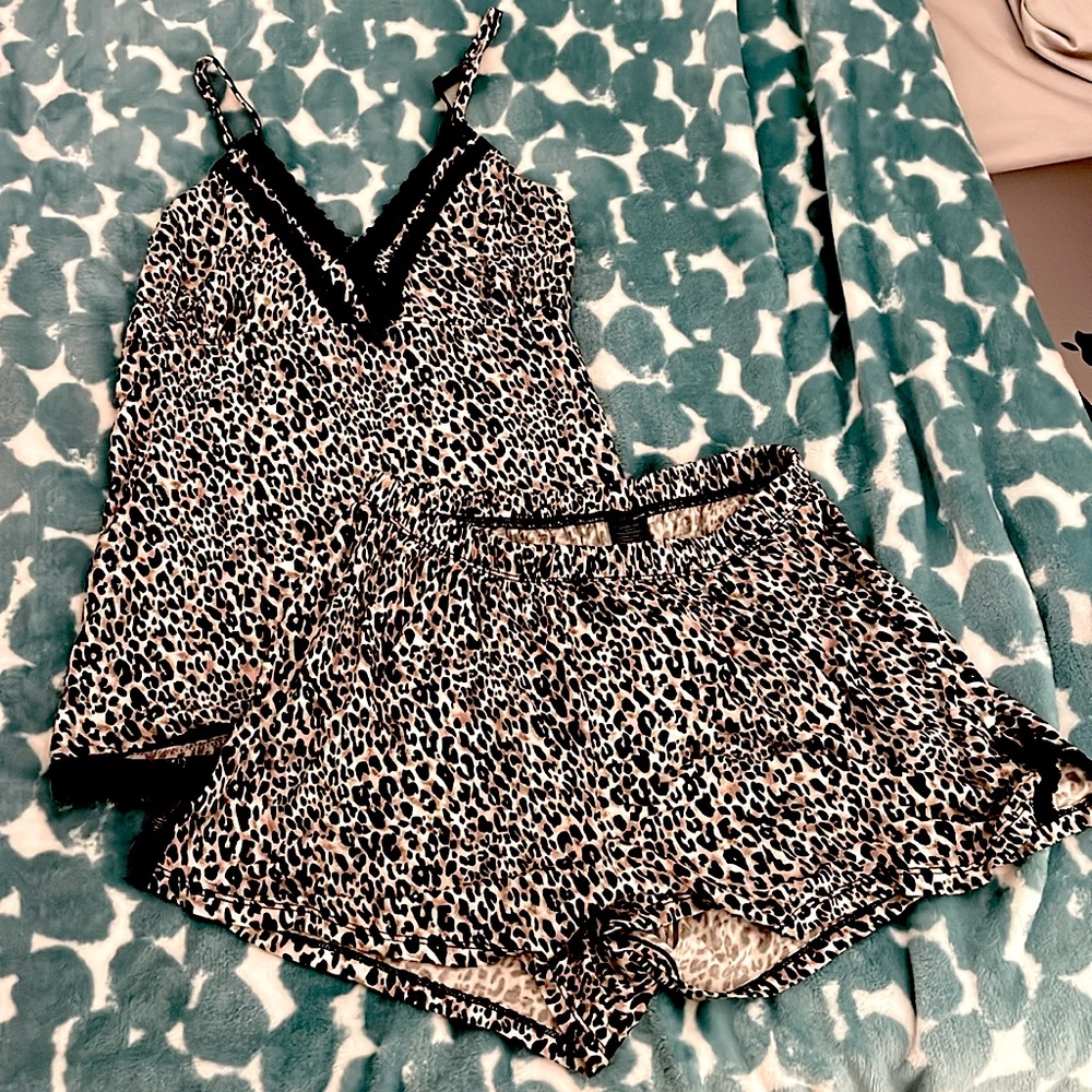 Lace Leopard Print Pajama Set